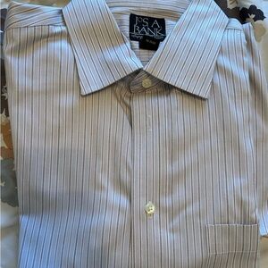 Jos. A. Bank Men's Striped Dress Shirt - Cream and Gray Signature Collection